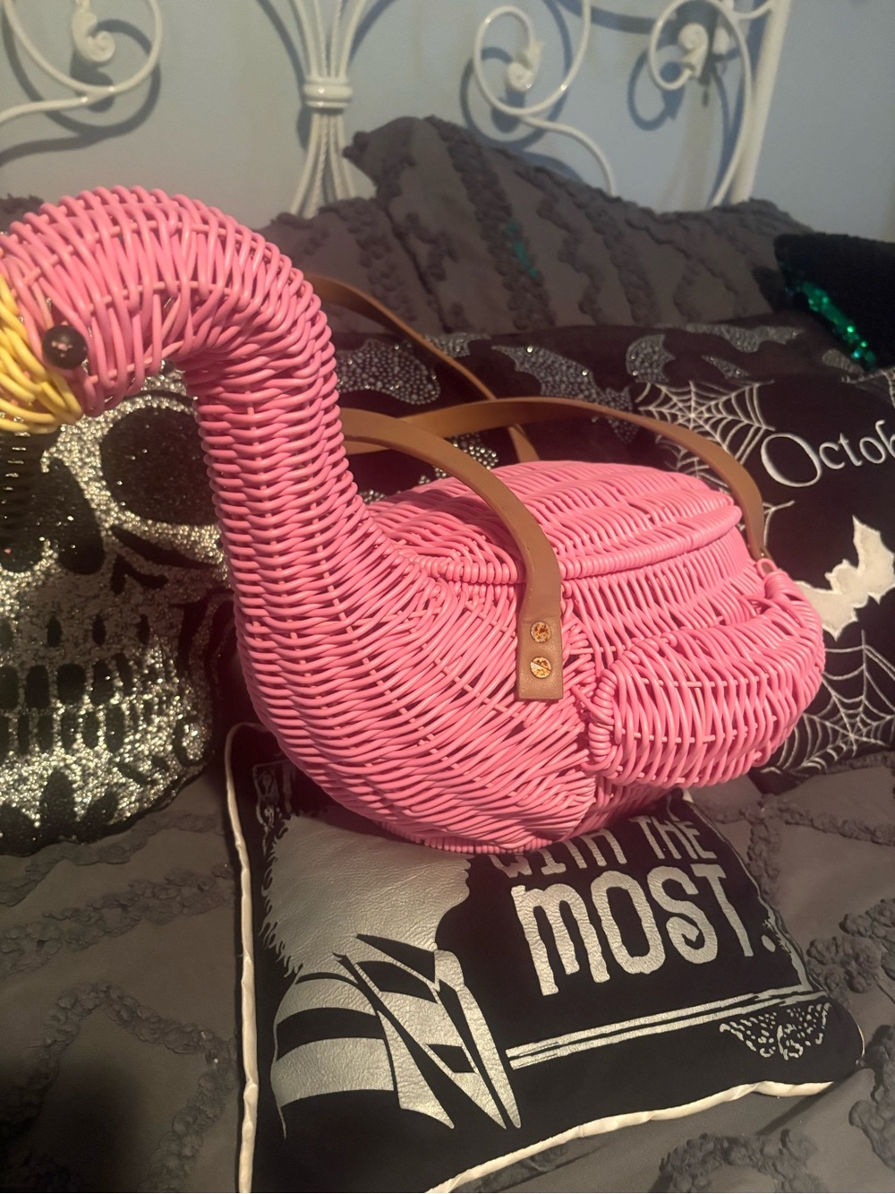 Pink Flamingo faux Novelty Hat -plus flamingo basket !!so flocking cute🦩🦩🦩 - Picture 11 of 16